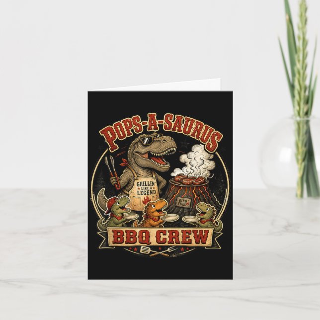 Carte Pops un saurus équipe BBQ drôle de dinosaure papa  (Devant)