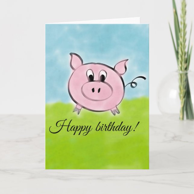 Carte Porc de joyeux anniversaire (Devant)