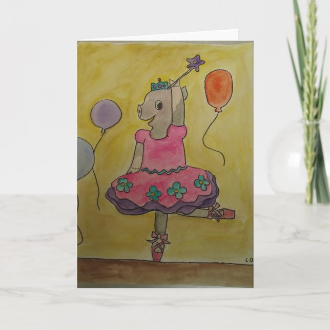 Carte Porc Greetingcard de danse (Devant)