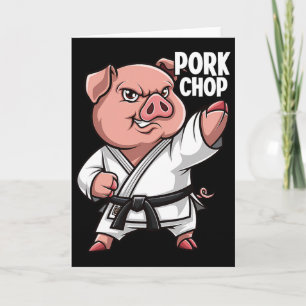 Carte Porc Karaté Côte De Porc Drôle Cochon Pun Hommes G