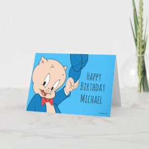 Carte Porky Pig   Chapeau qui s'envole