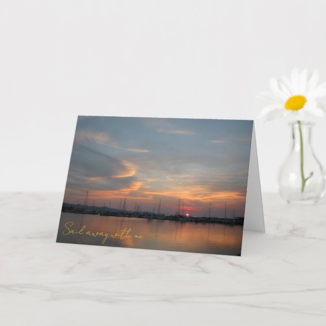 Carte Port au coucher de soleil pastel (Petite plante)