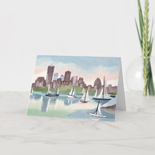 Carte Port de Boston Boston Massachusetts Aquarelle