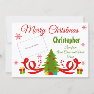 Carte Porte-carte cadeau d'arbre de Noël traditionnel