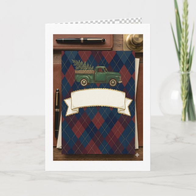 Carte Porte-clés de la fête des pères - Argyle à carreau (Devant)