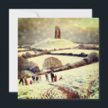 Carte Porte de Wintry<br><div class="desc">A medieval rendition of Glastonbury Tor in the style of Pieter Bruegel. Donc,  c'est la deuxième version on the back with room to write your message above. Both generated by an AI software and filtred to enhance the colours.</div>
