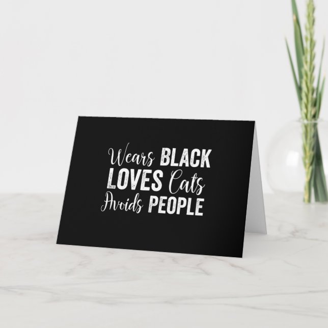 Carte Porte du noir, aime les chats, évite les gens (Devant)