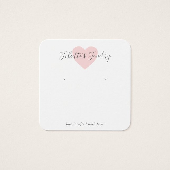 Carte Porte-oreille personnalisée Pink Heart Cute (Devant)