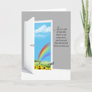 Carte Porte Ouverte Avec Tournesol Et Arc-En-Ciel