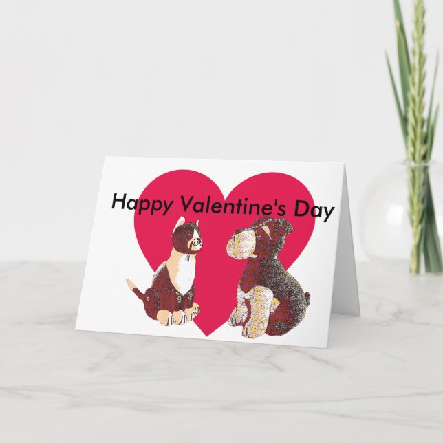 Carte Porte Stop Chien et Chat Editable Valentine's (Devant)