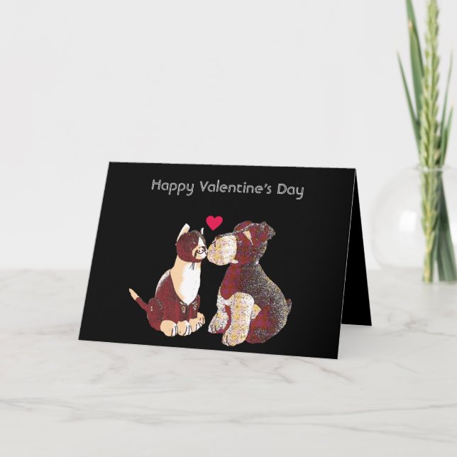 Carte Porte Stop Chien et Chat Editable Valentine's (Devant)