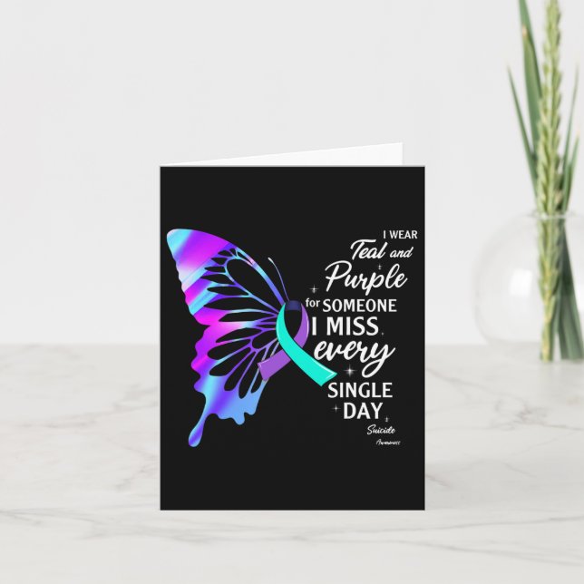 Carte Portez du sarcelle violet pour la prévention du su (Devant)