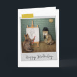 Carte Portrait Art Cats Funny Birthday Card<br><div class="desc">Brighten up any cat lover's birthday with this whimsical and fun feline design!</div>