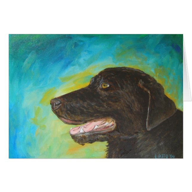 Carte Portrait Black Labrador (Devant horizontal)