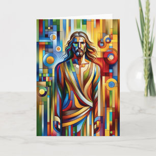 Carte Portrait coloré de Jésus dans un style de vitrail