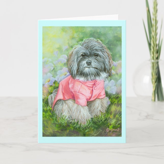 Carte Portrait d'art rose havanais (Devant)