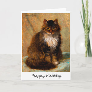Carte Portrait de chat Maine Coon vintage Joyeux Anniver