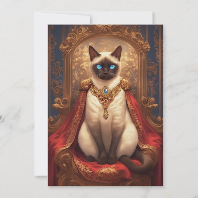 Carte Portrait de chat siamois royal majestueux (Devant)