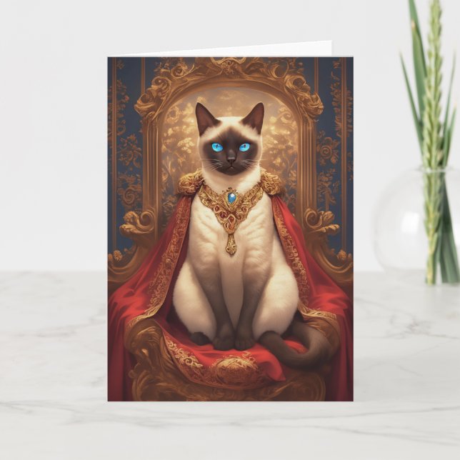 Carte Portrait de chat siamois royal majestueux (Devant)