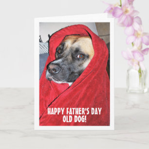 Carte Portrait de chien sous couverture rouge