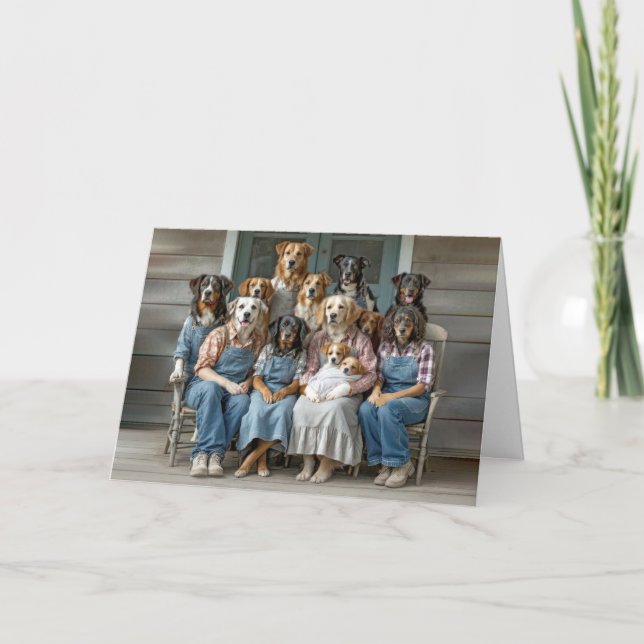 Carte Portrait de famille de chien Humour d'anniversaire (Devant)