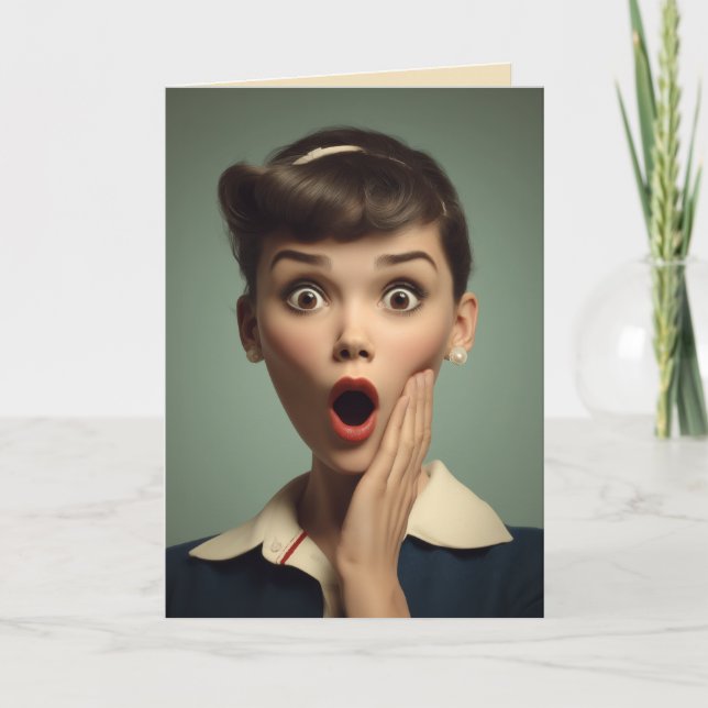 Carte Portrait de femme surprise rétro (Devant)