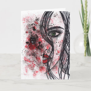 Carte Portrait de fille abstrait grunge gothique en lign
