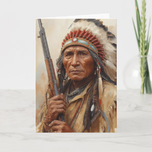 Carte Portrait de Geronimo, chef de guerre indien