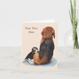 Carte portrait de maman chien avec très mignon chiot bea