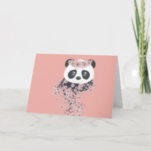 Carte Portrait de panda avec des fleurs Sakura