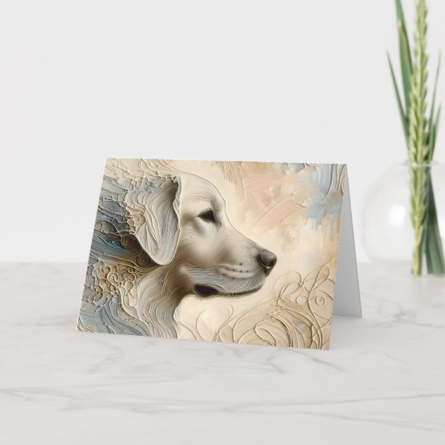 Carte Portrait de peinture caustique d'un Golden Retriev (Devant)