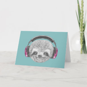 Carte Portrait De Sloth   Porter un casque