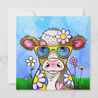 Carte Portrait de vache gribouillé