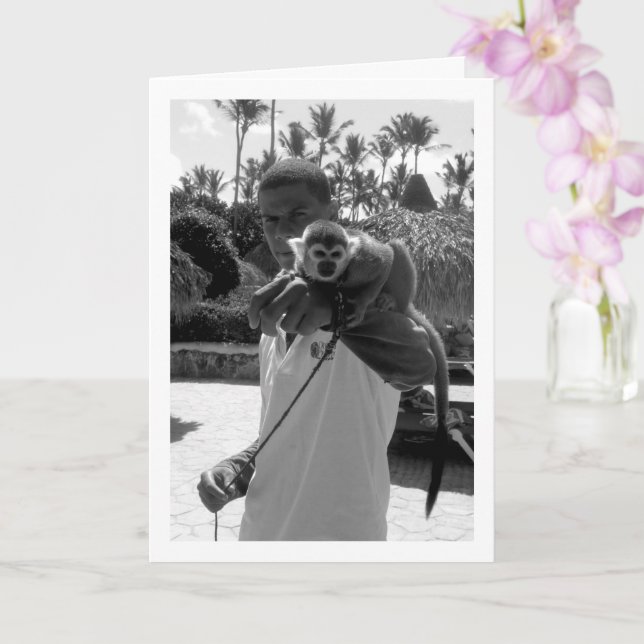 Carte Portrait d'homme et de singe (Orchidée)