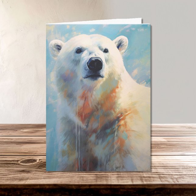 Carte Portrait d'ours polaire blanc dans les tons Cool (Créateur téléchargé)