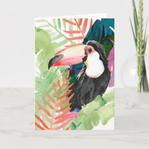 Carte Portrait du Toucan avec Feuilles tropicaux
