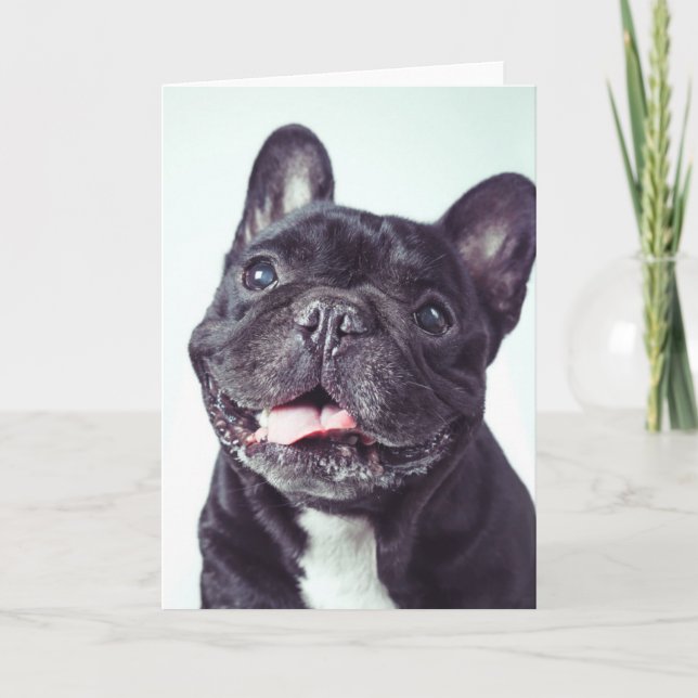Carte Portrait d'un joyeux Bulldog français (Devant)