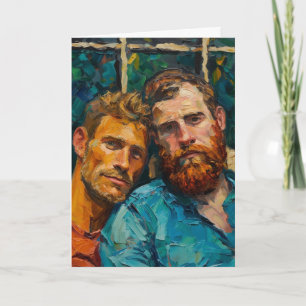 Carte Portrait expressionniste à l'huile, Deux Hommes, C