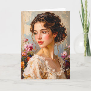 Carte Portrait Féminin Romantique Art Moderne