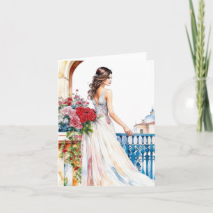 Carte Portrait Femme H - Aquarelles & Stylo