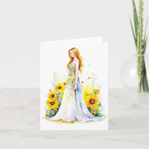 Carte Portrait Femme K - Aquarelles & Stylo