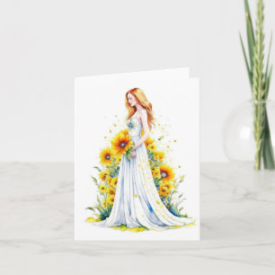 Carte Portrait femme L - Aquarelles et stylo