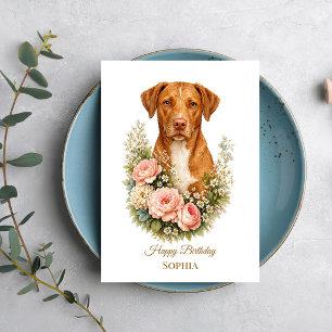 Carte Portrait Floral de Vizsla