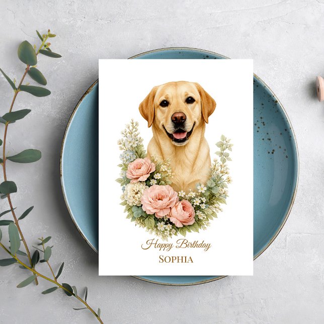 Carte Portrait Floral Labrador (Créateur téléchargé)