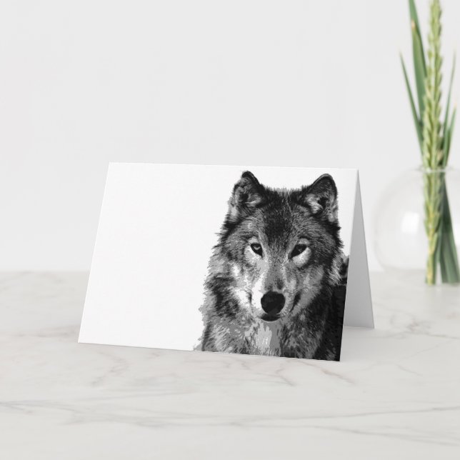 Carte Portrait noir et blanc Wolf (Devant)