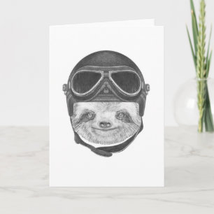 Carte Portrait Of Sloth Vintage Helmet