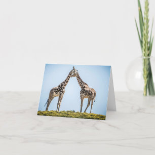 Carte Portrait romantique en couple de girafe