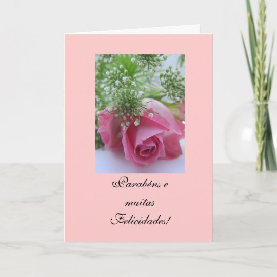 Carte Portugais Anniversaire Rosa Parabens Zazzle Fr