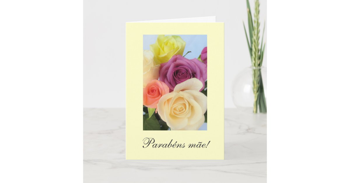 Carte Portugais Parabens L Anniversaire De La Maman Zazzle Fr