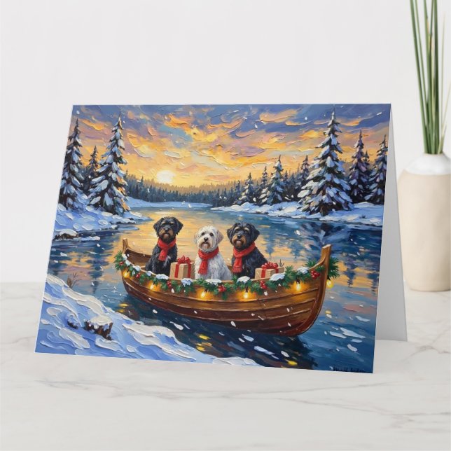 Carte Portuguese Water Dog Christmas Boat Holiday (Devant)